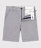 Boys' Stripy Cotton Bermuda Shorts MEDIEVAL blue/MARSHMALLOW white