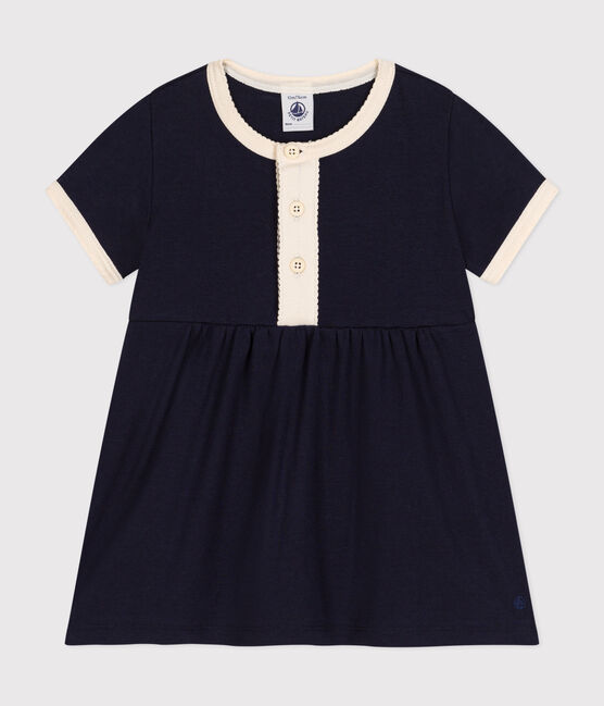 Babies' cotton short-sleeved dress SMOKING blue