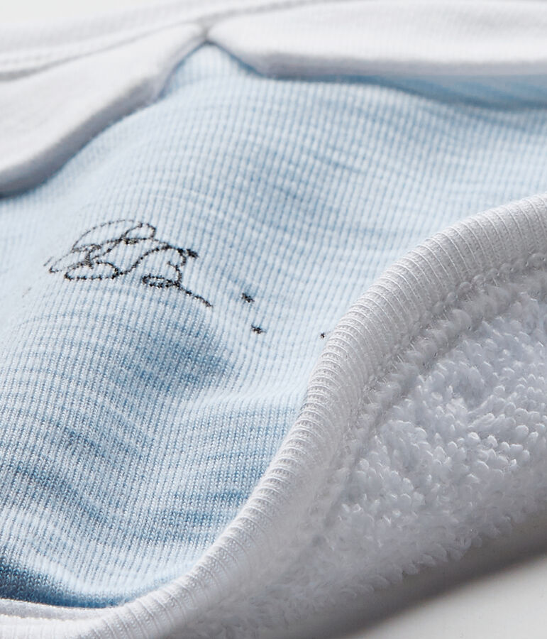 Baby boys' lined bib FRAICHEUR blue/ECUME white