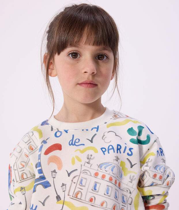 Children's printed cotton sweatshirt white/multicolor