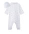 Baby's unisex sleepsuit and its newborn hat ECUME white/SHITAKE brown