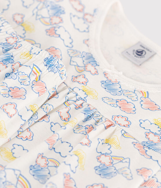 Children's Short Cotton Rainbow Print Pyjamas MARSHMALLOW white/MULTICO white