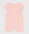 Babies' stripy cotton terry playsuit MARSHMALLOW orange/ABRICOT