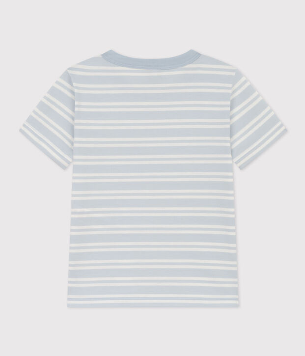 Boys' Striped Cotton T-Shirt blue/white