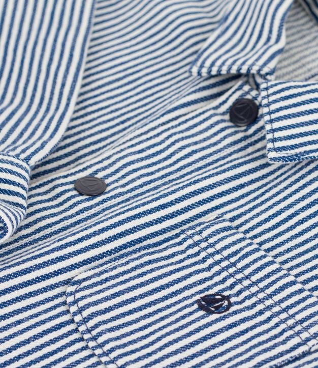 Children's stripy cotton jacket blue/white