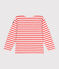 Children's unisex long-sleeved cotton Breton top FLEUR pink/SPICY
