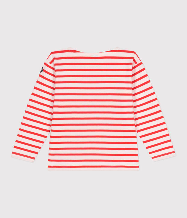 Children's unisex long-sleeved cotton Breton top pink/red