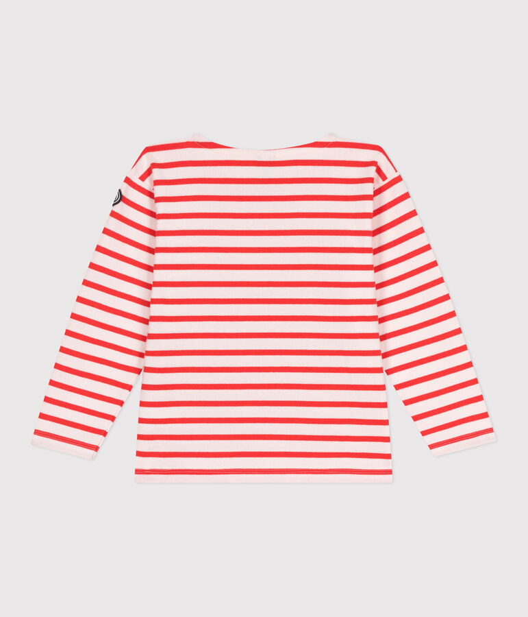 Children's unisex long-sleeved cotton Breton top pink/red