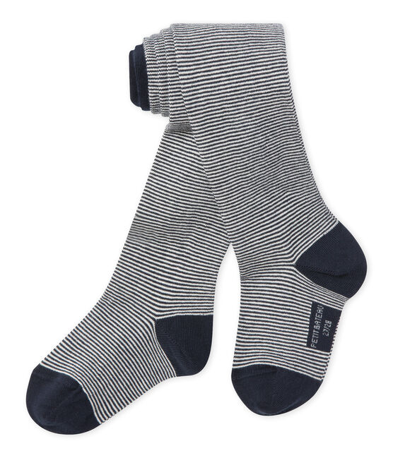 Girl's jersey tights SMOKING blue/MARSHMALLOW white