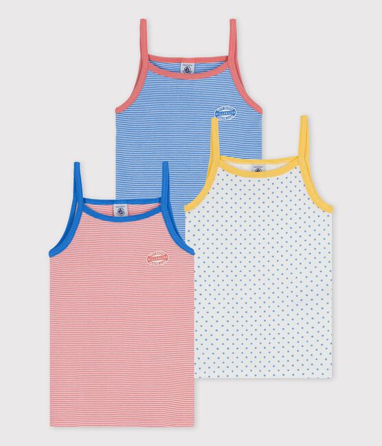 Girls' Pinstriped Organic Cotton Vest Tops - 3-Pack variante 1