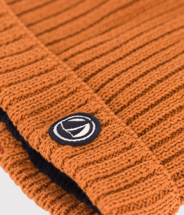 Babies' Knit Hat with Fleece Lining brown