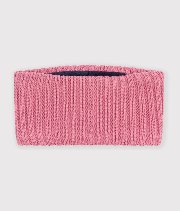 Babies' plain fleece-lined knitted snood pink