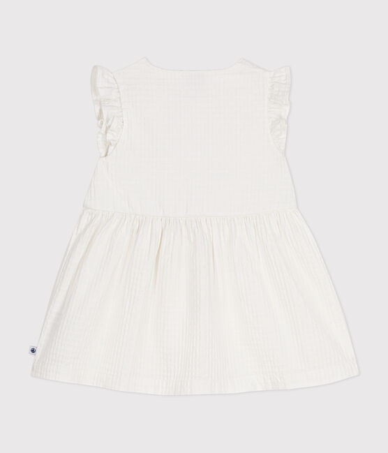 Babies' Sleeveless Textured Cotton Dress MARSHMALLOW white