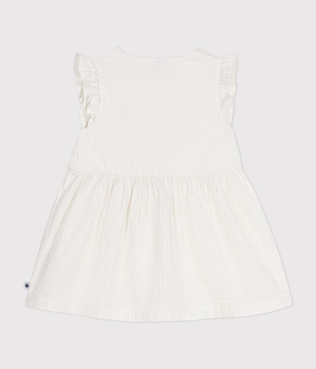 Babies' Sleeveless Textured Cotton Dress white