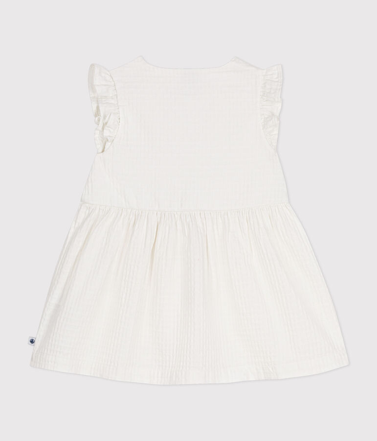 Babies' Sleeveless Textured Cotton Dress white