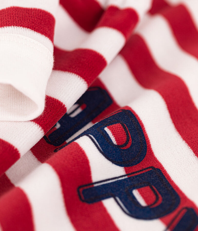 Children's Unisex Striped Velour Pyjamas red/white