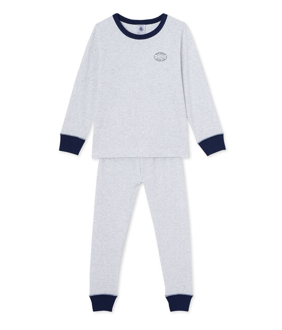 Pyjama garçon en milleraies POUSSIERE grey/LAIT white