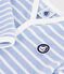 Babies' footless stripy cotton terry pyjama suit blue/ecru