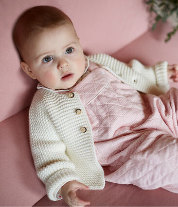 Babies Cardigan Made Of 100 Cotton Knit Marshmallow Petit Bateau