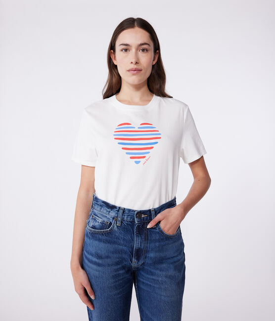 Women's Straight cotton T-Shirt MARSHMALLOW white
