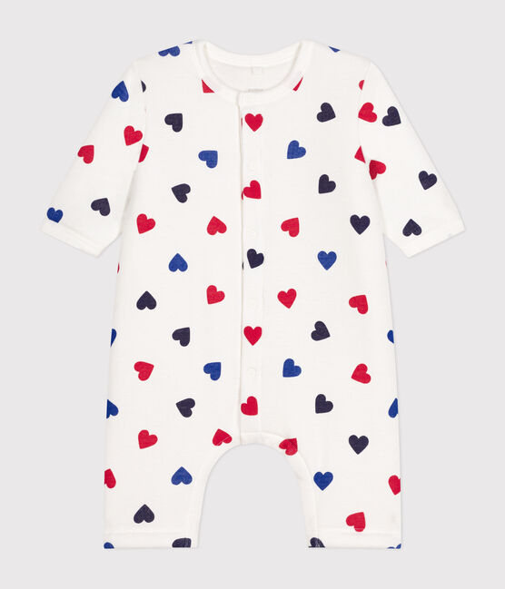 Babies' padded cotton jumpsuit MARSHMALLOW white/MULTICO white
