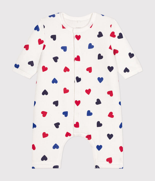 Babies' padded cotton jumpsuit white/multicolor