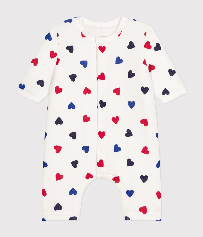 Babies' padded cotton jumpsuit white/multicolor
