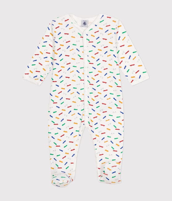 Babies' Skateboard Print Cotton Pyjamas MARSHMALLOW white/MULTICO white