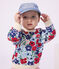 Babies' flower-print cotton hooded sweatshirt MARSHMALLOW white/MULTICO white