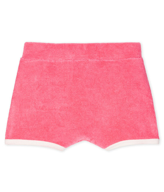Baby girls' towelling shorts CUPCAKE pink/MARSHMALLOW white