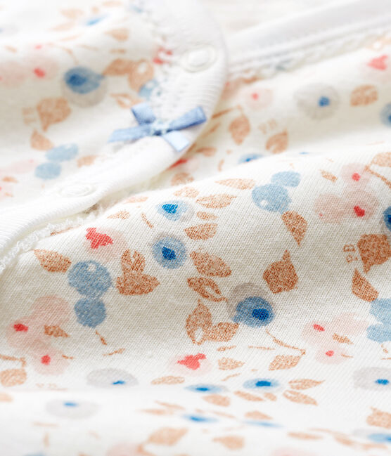 Baby Girls' Footless Ribbed Sleepsuit MARSHMALLOW white/MULTICO white