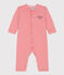 Babies' Footless Pinstriped Cotton Pyjamas ABRICOT orange/MARSHMALLOW