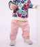 Babies' plain, soft cotton trousers MARQUISE pink