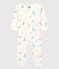 Babies' Seahorse Pattern Cotton Sleepsuit without Poppers MARSHMALLOW white/MULTICO white