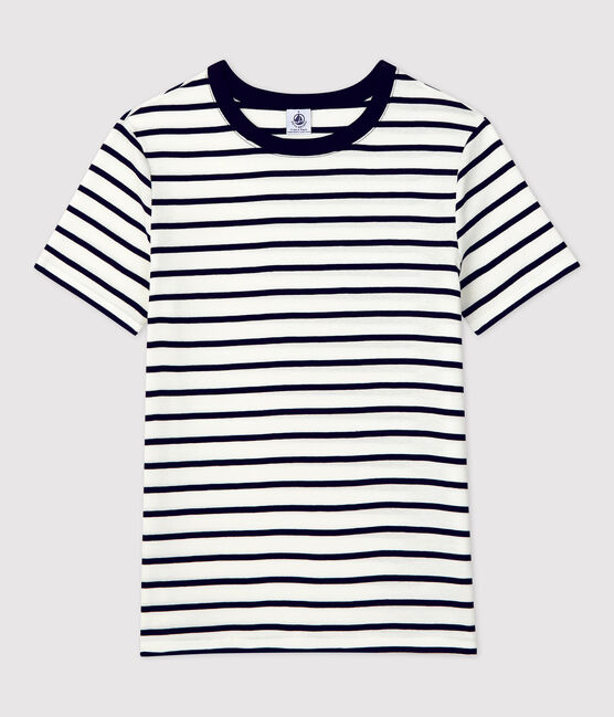 Women's Iconic Cotton Round Neck T-Shirt MARSHMALLOW white/SMOKING blue