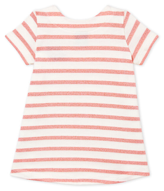 Baby Girls' Short-Sleeved Dress MARSHMALLOW white/JOLI BRILLANT pink