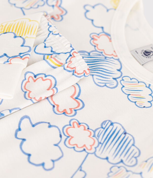 Children's Cotton Cloud and Rainbow Print Pyjamas white/multicolor