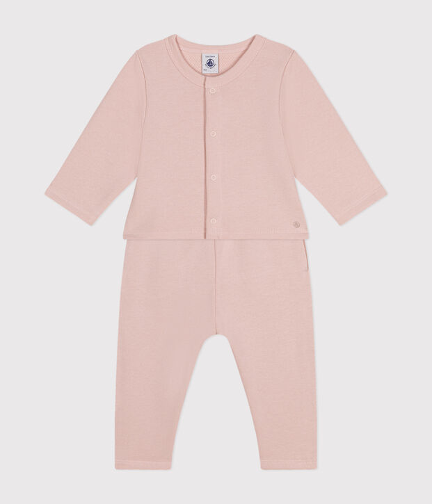 Babies' Fleece Cardigan and Trousers Outfit pink