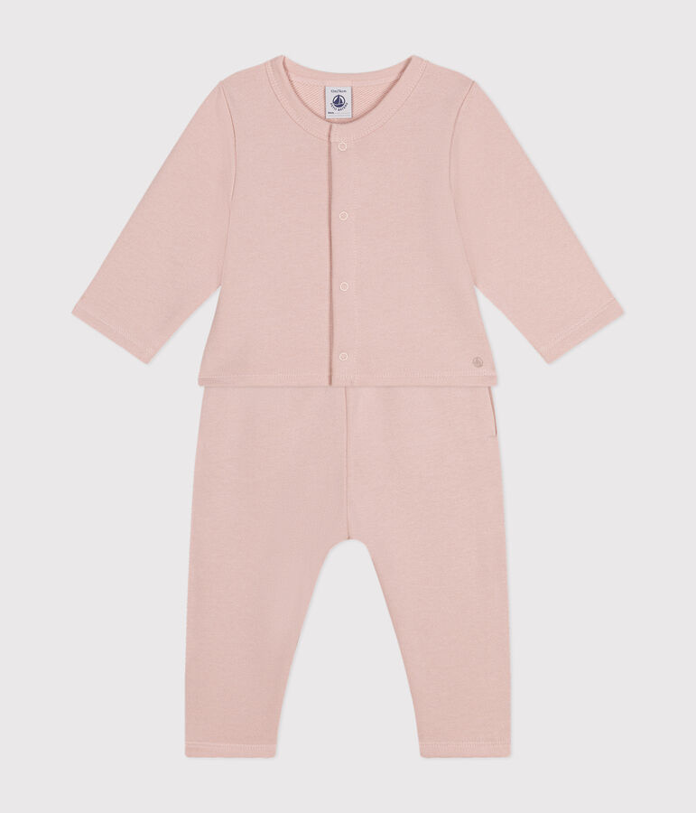 Babies' Fleece Cardigan and Trousers Outfit pink