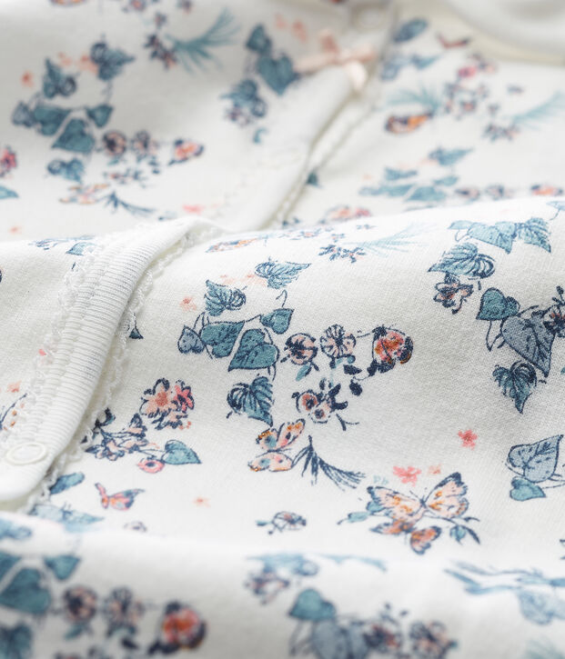 Baby Girls' Velour Sleepsuit white/multicolor