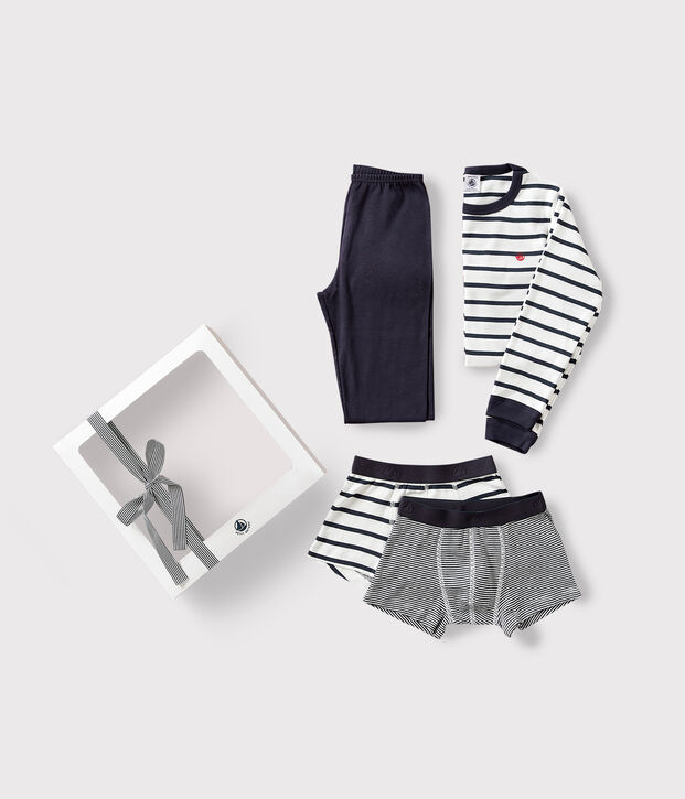 Cotton pyjama and stripey boxers gift box multicolor