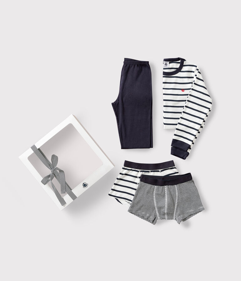Cotton pyjama and stripey boxers gift box multicolor