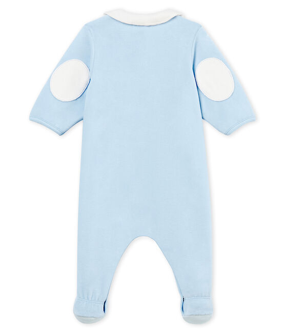 Baby boys' sleepsuit in plain cotton velour FRAICHEUR blue