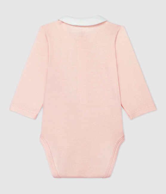 Babies' Pink Organic Cotton Bodysuit with Collar FLEUR pink