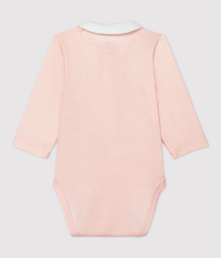 Babies' Pink Organic Cotton Bodysuit with Collar pink