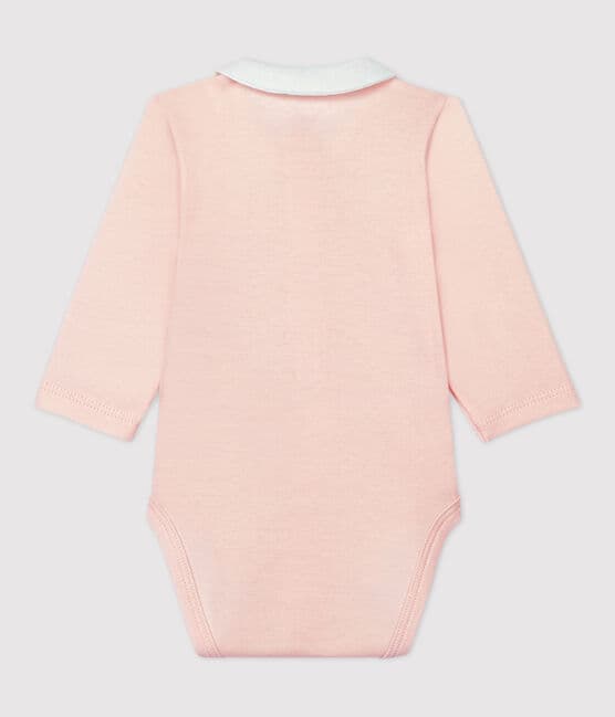 Babies' Pink Organic Cotton Bodysuit with Collar FLEUR pink