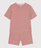 Women's Stripy Cotton Pyjama Shorts and T-shirt FAMEUX /MARSHMALLOW