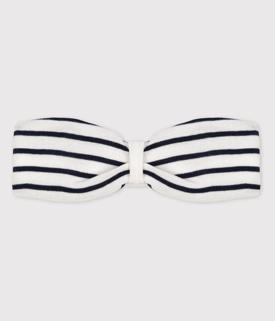 Baby girl's striped headband MARSHMALLOW white/SMOKING blue