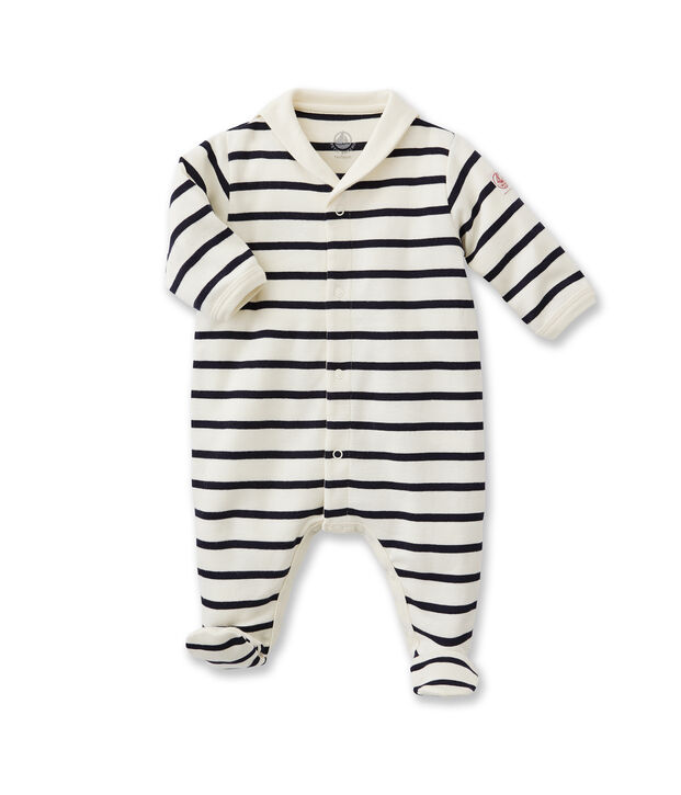 Baby's striped sleepsuit white/blue