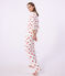Women's heart print cotton pyjamas MARSHMALLOW white/TERKUIT red